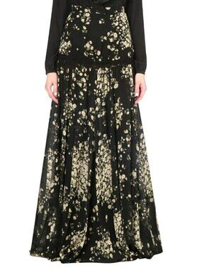 Giambattista Valli $2946 Floral Daisy Silk Chiffon Maxi Skirt Large NWT